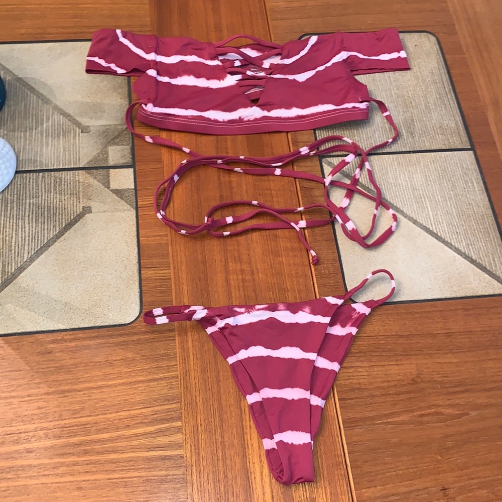 Frankie’s Bikinis Shiloh Maroon Tie Dye Set